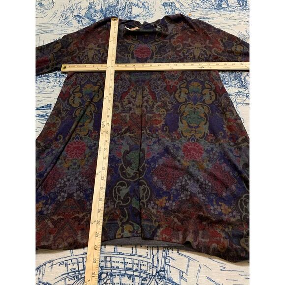 Soft Surroundings Pari Paisley Knit Tunic Top Blue Longline lightweight Sweater - Picture 8 of 8